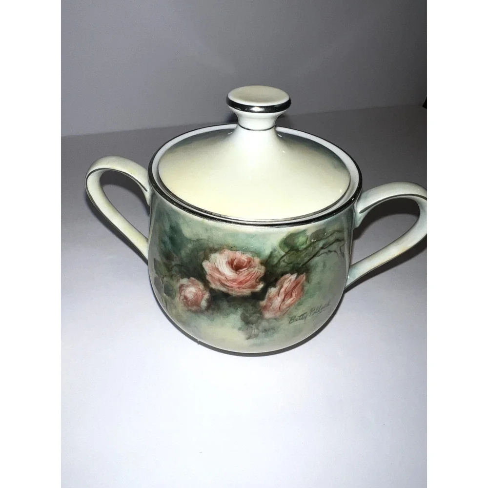 Vintage Sango China Occupied Japan Rose Floral‎ Design Sugar Bowl & Creamer